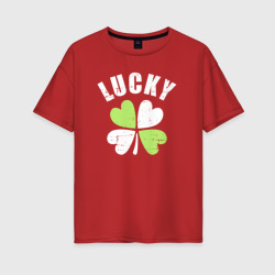 Lucky day – Футболка оверсайз из хлопка с принтом купить со скидкой в -16%