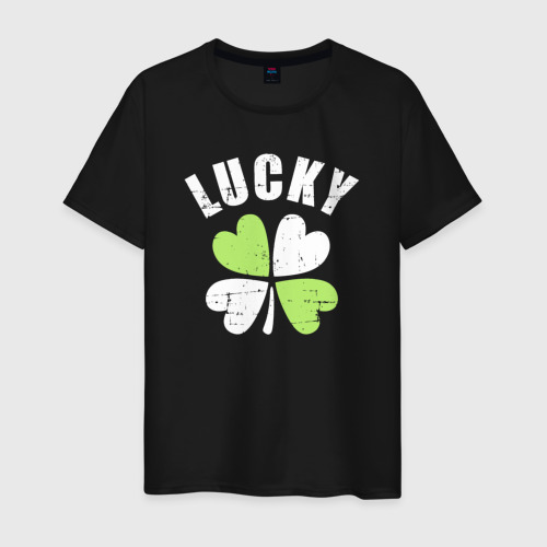 Мужская футболка хлопок Lucky day, цвет черный