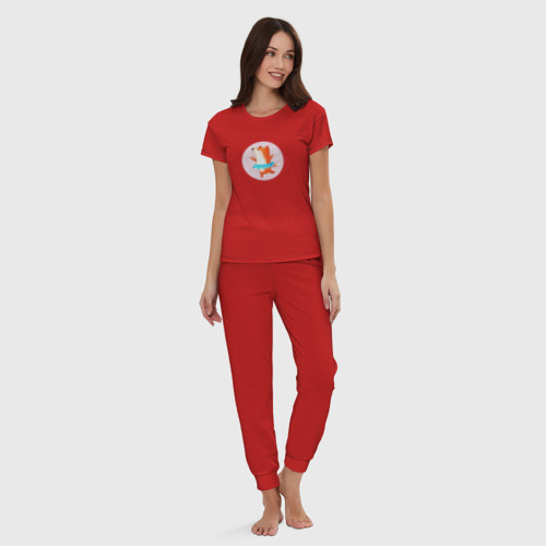 Женская пижама хлопок Танцующая лиса, цвет красный - фото 5