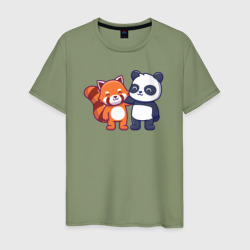 Мужская футболка хлопок Милые панды