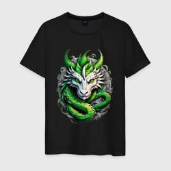 Мужская футболка хлопок Зеленый дракон символ 2024 года