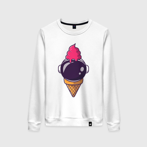 Женский свитшот хлопок с принтом Космическое мороженое, вид спереди #2