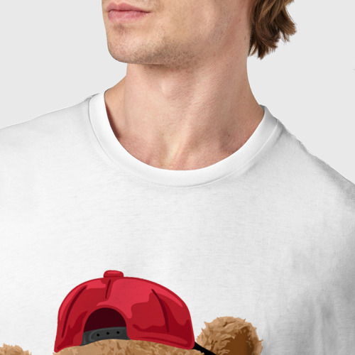 Мужская футболка хлопок Плюшевый медвежонок рэпер, цвет белый - фото 6