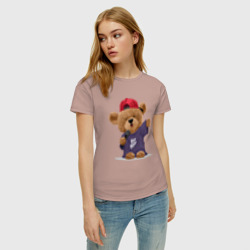 Женская футболка хлопок Плюшевый медвежонок рэпер - фото 2