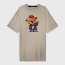Платье-футболка хлопок Плюшевый медвежонок рэпер