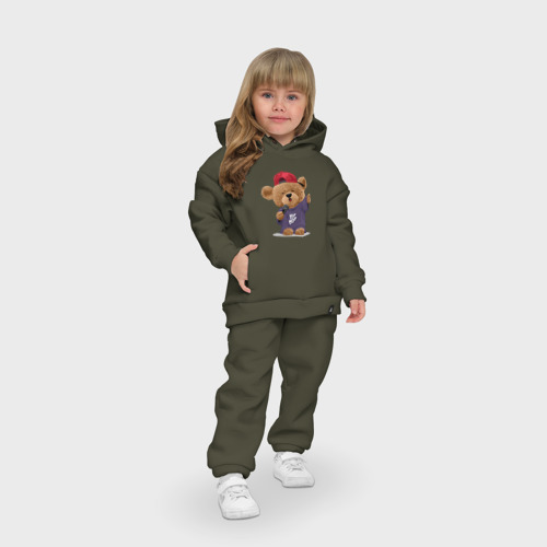 Детский костюм хлопок Oversize Плюшевый медвежонок рэпер, цвет хаки - фото 7