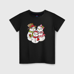 Детская футболка хлопок Снеговики семья