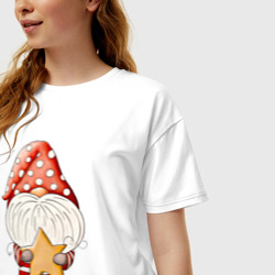 Женская футболка хлопок Oversize Гном со звездой - фото 2