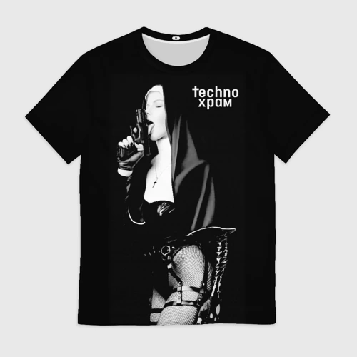 Мужская футболка Techno храм монашка секси с пистолетом купить недорого ...