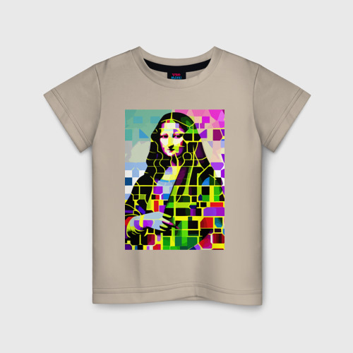 Детская футболка хлопок Mona Lisa - mosaic pop art, цвет миндальный