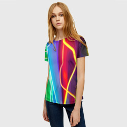 Женская футболка 3D Абстрактные цветные полосы - композиция - фото 2