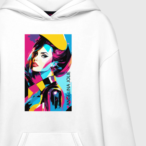 Худи SuperOversize хлопок Angelina Jolie - pop art, цвет белый - фото 3