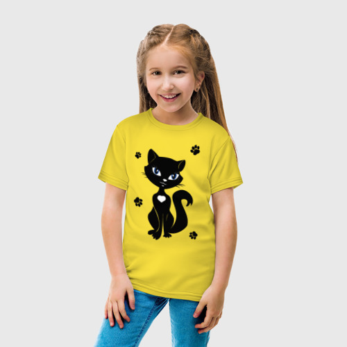 Детская футболка хлопок Кошка Мася, цвет желтый - фото 5