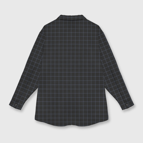 Женская рубашка oversize 3D с принтом Строгий чёрный в клетку, вид сзади #1