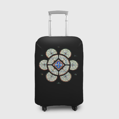 Чехол для чемодана с принтом Готический витраж из Блуа, вид спереди №1