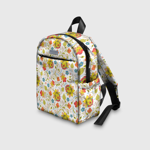 Детский рюкзак 3D Хохломская роспись разноцветные цветы на белом фоне - фото 5