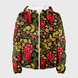 Женская куртка 3D Хохломская роспись красные ягоды