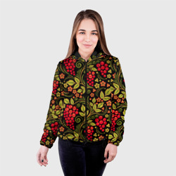 Женская куртка 3D Хохломская роспись красные ягоды - фото 2