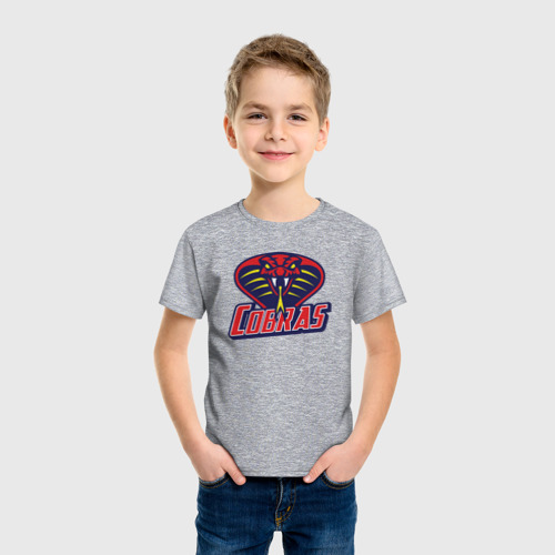 Детская футболка хлопок Кобры, цвет меланж - фото 3