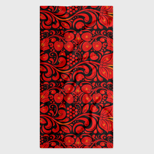 Бандана-труба 3D Хохломская роспись красные цветы и ягоды на чёрном фоне, цвет 3D печать - фото 7