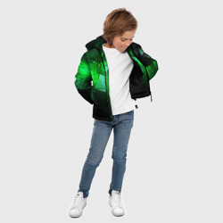 Куртка с принтом Зеленая абстракция зеленая геометрическая для любого человека, вид спереди №3. Цвет основы: черный