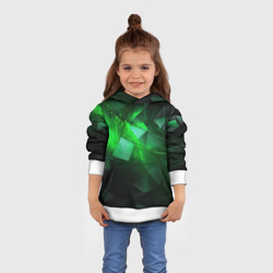 Толстовка с принтом Зеленая абстракция зеленая геометрическая для ребенка, вид на модели спереди №3. Цвет основы: белый