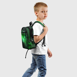 Рюкзак с принтом Зеленая абстракция зеленая геометрическая для ребенка, вид сзади №1. Цвет основы: белый