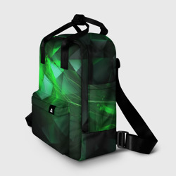 Рюкзак с принтом Зеленая абстракция зеленая геометрическая для женщины, вид спереди №2. Цвет основы: белый