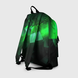 Рюкзак с принтом Зеленая абстракция зеленая геометрическая для любого человека, вид сзади №1. Цвет основы: белый