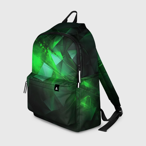 Рюкзак с принтом Зеленая абстракция зеленая геометрическая, вид спереди №1
