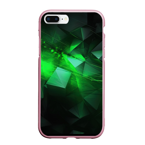 Чехол для iPhone 7/8 Plus матовый с принтом Зеленая абстракция зеленая геометрическая, вид спереди №1
