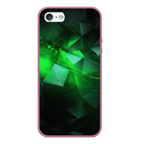 Чехол для iPhone 5/5S матовый с принтом Зеленая абстракция зеленая геометрическая, вид спереди №1