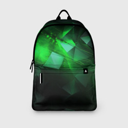 Рюкзак с принтом Зеленая абстракция зеленая геометрическая для любого человека, вид спереди №3. Цвет основы: белый