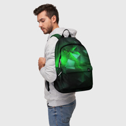 Рюкзак с принтом Зеленая абстракция зеленая геометрическая для любого человека, вид спереди №2. Цвет основы: белый