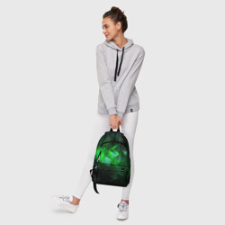 Рюкзак с принтом Зеленая абстракция зеленая геометрическая для любого человека, вид спереди №6. Цвет основы: белый