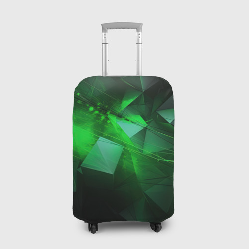 Чехол для чемодана с принтом Зеленая абстракция зеленая геометрическая, вид спереди №1