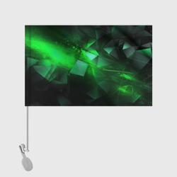 Флаг с принтом Зеленая абстракция зеленая геометрическая для любого человека, вид спереди №2. Цвет основы: белый