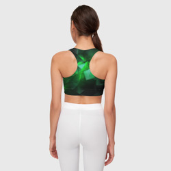 Топ с принтом Зеленая абстракция зеленая геометрическая для женщины, вид на модели сзади №2. Цвет основы: белый