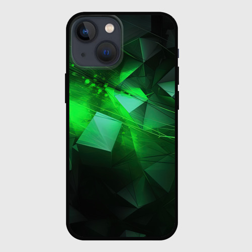 Чехол для iPhone 13 mini с принтом Зеленая абстракция зеленая геометрическая, вид спереди №1