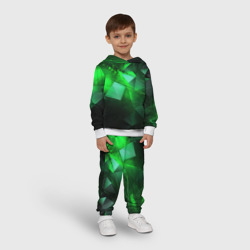 Костюм с принтом Зеленая абстракция зеленая геометрическая для ребенка, вид на модели спереди №2. Цвет основы: белый