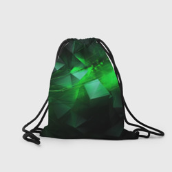 Рюкзак с принтом Зеленая абстракция зеленая геометрическая для любого человека, вид сзади №1. Цвет основы: белый