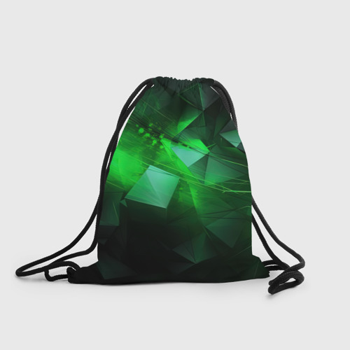 Рюкзак-мешок с принтом Зеленая абстракция зеленая геометрическая, вид спереди №1