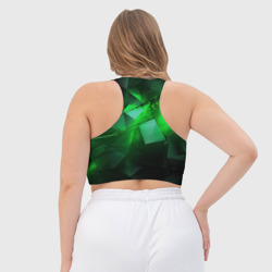 Топ с принтом Зеленая абстракция зеленая геометрическая для женщины, вид на модели сзади №3. Цвет основы: белый