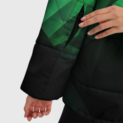 Куртка с принтом Зеленая абстракция зеленая геометрическая для женщины, вид на модели спереди №4. Цвет основы: черный
