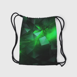 Рюкзак с принтом Зеленая абстракция зеленая геометрическая для любого человека, вид сзади №2. Цвет основы: белый
