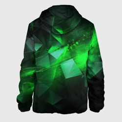 Куртка с принтом Зеленая абстракция зеленая геометрическая для мужчины, вид сзади №1. Цвет основы: белый