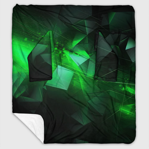 Плед с рукавами с принтом Зеленая абстракция зеленая геометрическая, вид спереди №1