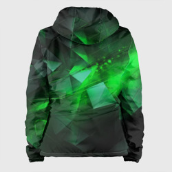 Куртка с принтом Зеленая абстракция зеленая геометрическая для женщины, вид сзади №1. Цвет основы: белый