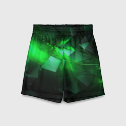 Зеленая абстракция зеленая геометрическая – Детские спортивные шорты 3D с принтом купить