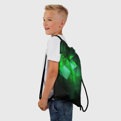 Рюкзак с принтом Зеленая абстракция зеленая геометрическая для любого человека, вид спереди №2. Цвет основы: белый